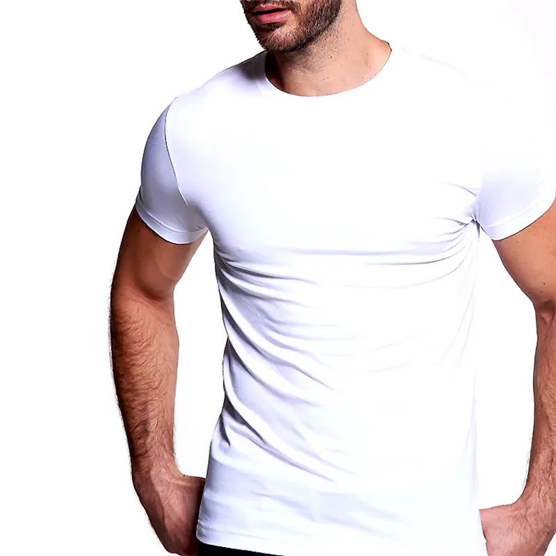 Aangepaste Hoge Kwaliteit Mannen Spier Slim Fit T-shirt Biologische Katoen Leeg Gym T-shirt