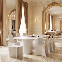 Table à manger rectangulaire moderne en fibre de verre, table longue contemporaine pour la maison, l'hôtel, la villa, l'école