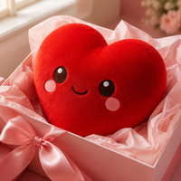 Coussin en peluche Cœur Rouge Romantique avec Joues Rosées et Sourire – Oreiller d'Amour pour Anniversaire, Cadeau pour Couple et Soirée Romantique