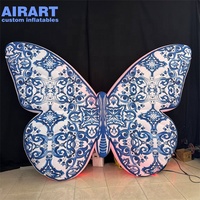 2.5m de large nouveau modèle décoration de fête papillon bleu gonflable, ballon d'ailes de papillon gonflable