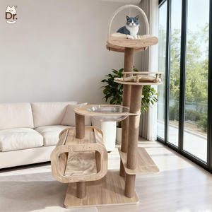 رف تسلق للقطط من الخشب الصلب مع مساحة كبيرة، كبسولة نوم للقطط، شجرة للقطط مع لوحة تسلق مدمجة ورف للقفز مضاد لخدوش القطط - Product Image 2