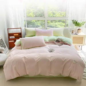 Pink light green girl sweet style simple sheets bedding set duvet cover set bedding bed cover