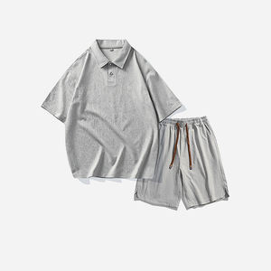 Ensemble de sport pour homme, nouvelle mode estivale, confortable et élégant, short ample et t-shirt à col respirant à manches courtes - Product Image 5