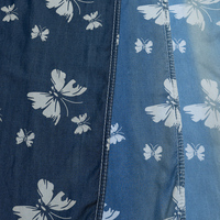 Tissu denim imprimé papillon écologique 100 % Lyocell, léger, souple et résistant à la décoloration pour filles, 300 m MOQ OEM