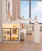 Maßgefertigter Verstellbarer Holz-Bodenschrank mit Drehbarem Bartisch und Stauraum für Wohnzimmer