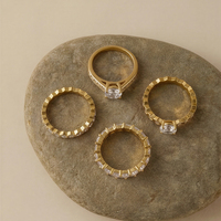XY 7021 Trendiger 18K Vergoldeter Unregelmäßiger Geometrischer Zirkonia Edelstahl Ring in Verschiedenen Größen für Hochzeiten