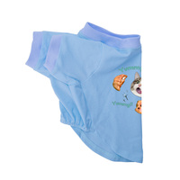 T-shirt pour chien à motif imprimé chat de dessin animé personnalisé, col côtelé contrastant, vêtements souples et extensibles à manches courtes pour animaux de compagnie, tee-shirt pour animaux de compagnie à taille élastique
