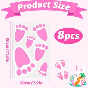 Autocollants d'empreinte de lapin de pâques autocollants pieds de lapin sol s'accroche décalcomanies d'impression de patte pour le jeu de fête de pâques jeu de chasse aux oeufs décoration de la maison - Product Image 5