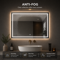 Miroir de salle de bain rectangulaire intelligent à LED avec éclairage avant et arrière, gradation progressive, 3 températures de couleur, anti-buée