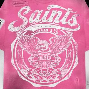 T-shirt court pour homme 300 GSM - Coupe ample style vintage streetwear avec manches longues imprimées et effet vieilli - Product Image 2