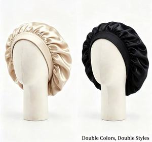 Cuffia in Raso Reversibile con Logo Personalizzato, Doppio Strato, Elastico Regolabile, per Capelli, Treccine e Riccioli da Donna - Product Image 2