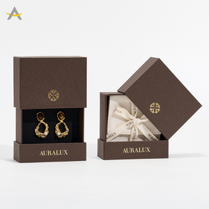 Scatola <span class=keywords><strong>Portagioie</strong></span> Auralux con Cassetto in Carta Ecologica e Logo Personalizzato per Collane, Bracciali, Anelli e Orecchini - Product Image 4