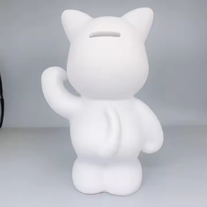 Gatto Portafortuna in Vinile Fai-da-Te, Ornamenti in Plastica, Bambole Bianche, Salvadanaio Dipinto a Mano - Product Image 3