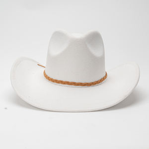 Chapeau de cowboy en feutre blanc de style bohème, à large bord lâche, unisexe, avec sangle en cuir, décontracté, quotidien, quatre saisons, toutes occasions, tendance - Product Image 2