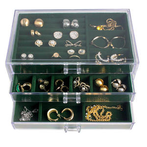 Premium Kwaliteit Grote Capaciteit Beige Kleur Fluwelen Sieraden Opbergbak Ring Armband Sieraden Organizer - Product Image 2