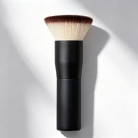 Pinceau Kabuki de Haute Qualité à Manche en Bois Noir, Pinceau de Maquillage Synthétique Professionnel Unique, Logo Personnalisé, Vente en Gros