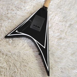 Chitarra Elettrica <span class=keywords><strong>Explorer</strong></span> Stile ESP con Striscia Nera, Doppio Tremolo e Pickup EMG, Forma Personalizzata a Teschio - Product Image 4