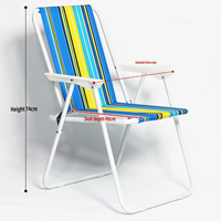 Chaise de plage pliante d'extérieur rayée personnalisée en gros, fauteuil léger et robuste de qualité supérieure pour le camping et les pique-niques