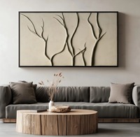 Peinture murale moderne en relief 3D sur toile, style Wabi Sabi, texture organique, branche texturée, peinture artisanale pour salon, canapé