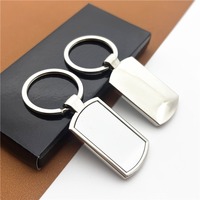 Porte-clés rectangulaire vierge en alliage de zinc pour sublimation double face, gravure laser, logo personnalisé