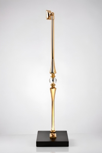 Balustre d'escalier de luxe en or avec accent en cristal, poteau décoratif en métal pour design d'escalier moderne - Product Image 1