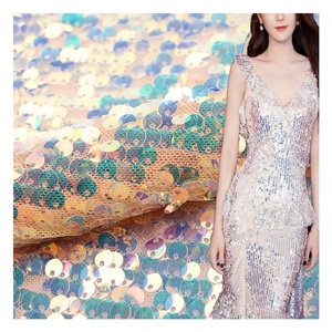 2019 đàn hồi shinning ma thuật màu hồng rõ ràng thêu <span class=keywords><strong>sequin</strong></span> lưới vải cho váy cưới và giày - Product Image 1