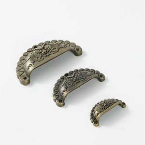 Antique Bronze Semi Circular Door Handles Zinc Alloy Dragon Shell Chinese Style Retro <b>Hardware</b> For Cabinet Drawer - Product Image 1