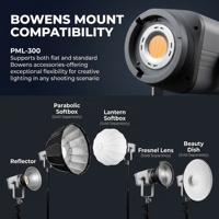Lumière vidéo LED COB bicolore PRIME FOCUS 300W 2800K-6700K CRI95+ TLC98 100000Lux DMX pour studio photo