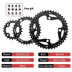 Pédalier VTT BUCKLOS 9 vitesses 22-32-<span class=keywords><strong>44T</strong></span>, ensemble de manivelle de vélo en alliage d'aluminium 170mm, plateaux 64/104BCD, pièce de pédalier de vélo - Product Image 5