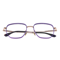 Monturas Ópticas de Diseño Moderno en Titanio IP, Color Oro Púrpura Brillante, Monturas de Gafas Coloridas para Mujer, Tendencia en Lentes
