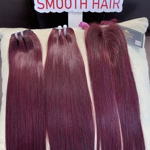 NOUVELLES COULEURS: Extension de cheveux humains en trame de couleur droite osseuse Cheveux vietnamiens Couleurs de vin rouge de haute qualité - Product Image 5