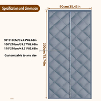 Rideau de porte en coton isolant thermique magnétique, design moderne, résistant au vent froid, maille losange, pour usage domestique et extérieur, installation facile