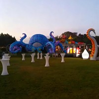 Cabine de DJ gonflable en forme de pieuvre avec souffleur, grande scène musicale, toile de fond, casque, tente dôme pour événement/scène, décoration géante