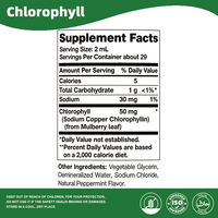 Gouttes de chlorophylle liquide naturelle pure à la menthe pour une fraîcheur interne quotidienne et un soutien de l'équilibre corporel, 59 ml, flacon ambré
