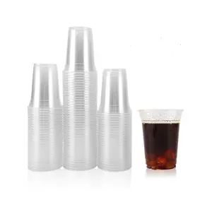 Tazas transparentes bio Pla compostables, pegatinas redondas, té de la leche, bebidas de plástico, etiquetas divertidas personalizadas para vasos de plástico