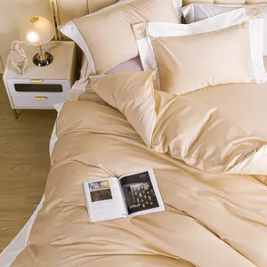 Literie de luxe blanche de couleur unie Queen King au design de taille personnalisée Drap de lit 100% coton Draps de lit en coton Ensembles de draps de lit