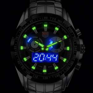 Relógio Digital Personalizado para Meninos TVG 579 Barato com Pulseira de Aço Exclusiva Duplo Display Calendário Cronômetro Relógio de Pulso Empresarial - Product Image 4