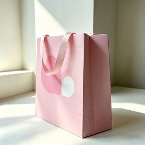 Sac en papier robuste blanc sans couture, personnalisé avec logo en feuille d'or gaufrée et laminée, écologique, pour promotion commerciale - Product Image 2