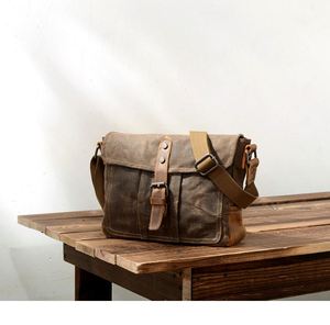Bolso Bandolera de Lona y Cuero Vintage para Hombre, Bolso de Hombro Casual con Diseño de Hebilla Retro, Bolso para el Trabajo Diario y Viajes - Product Image 2