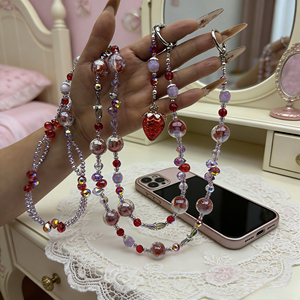 Chaîne de téléphone en perles faite à la main Haute Couture, design original, or brillant, ornement à porter en bandoulière - Product Image 4