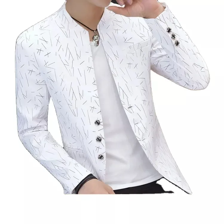 JK065 Plus Size Chinese Style Mens Slim Fit Blazer Men Design Tunic Man Casual Male Slim Fit Suit Jacket Singer Costume