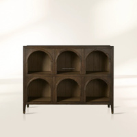 Vitrine de Luxe pour Magasin de Chaussures, Présentoir Arqué en Bois pour Chaussures avec Compartiments Ouverts pour Boutiques, Foyers et Entrées