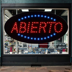 ABIERTO LED Display <b>Board</b> Logo <b>Light</b> Sign <b>Board</b> for Indoor Advertising 48x25CM Aspect Ratio IP05 Weather Resistant Wall-Mounted - Product Image 1