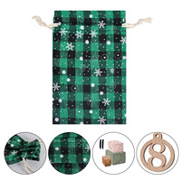 Sac cadeau en coton à carreaux de Noël avec cordon de serrage, ensemble de calendrier de l'Avent 24 pièces, pochette suspendue avec étiquettes numérotées en bois, décoration de Noël