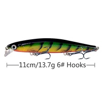 Leurre de pêche submersible Minnow 11cm 13.7g 3 hameçons pour eau douce et marine, longue portée, leurre artificiel dur de surface, appât complet