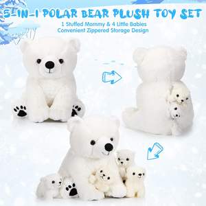 Juego <span class=keywords><strong>de</strong></span> peluche <span class=keywords><strong>de</strong></span> oso polar sentado y tumbado personalizado Animal <span class=keywords><strong>de</strong></span> peluche <span class=keywords><strong>de</strong></span> oso polar <span class=keywords><strong>de</strong></span> mamá grande con 4 ositos <span class=keywords><strong>de</strong></span> peluche Peluches <span class=keywords><strong>de</strong></span> bebé <span class=keywords><strong>en</strong></span> el vientre - Product Image 4