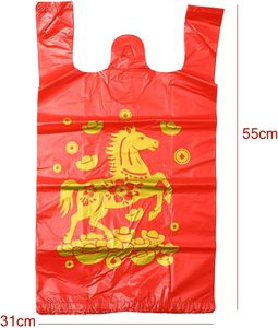 ถุงเสื้อยืดพลาสติกแบบใช้แล้วทิ้ง ถุงหิ้วแบบเสื้อกั๊กสำหรับบรรจุภัณฑ์ซุปเปอร์มาร์เก็ตและร้านขายของชำ - Product Image 6