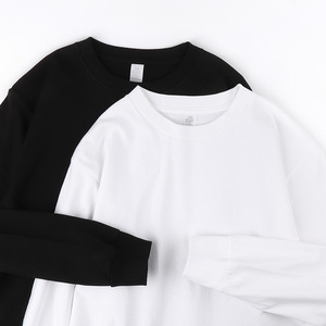 Magliette a maniche lunghe da uomo e da donna, pesanti giapponesi, 250G, maglietta larga in <span class=keywords><strong>cotone</strong></span> bianco a due aghi - Product Image 2