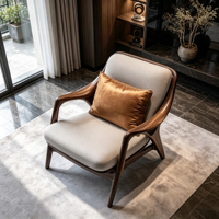 Fauteuil d'appoint rembourré en bois massif de style moderne du milieu du siècle, fauteuil de salon individuel pour le repos