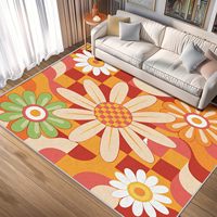 Weicher Rutschfester Dünner Teppich mit Gänseblümchen-Blumenmuster Waschbarer Retro-Blumenteppich für Innenräume Dekoration für Zuhause Schlafzimmer Wohnzimmer